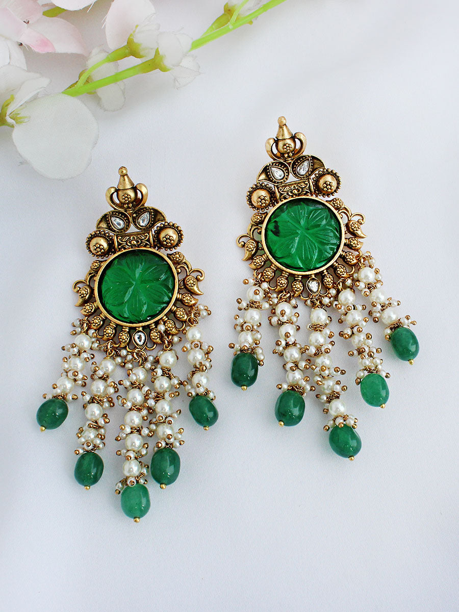 Mauni Earrings - Gold / Green