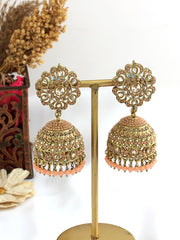 Suhair Jhumki Earrings-Peach