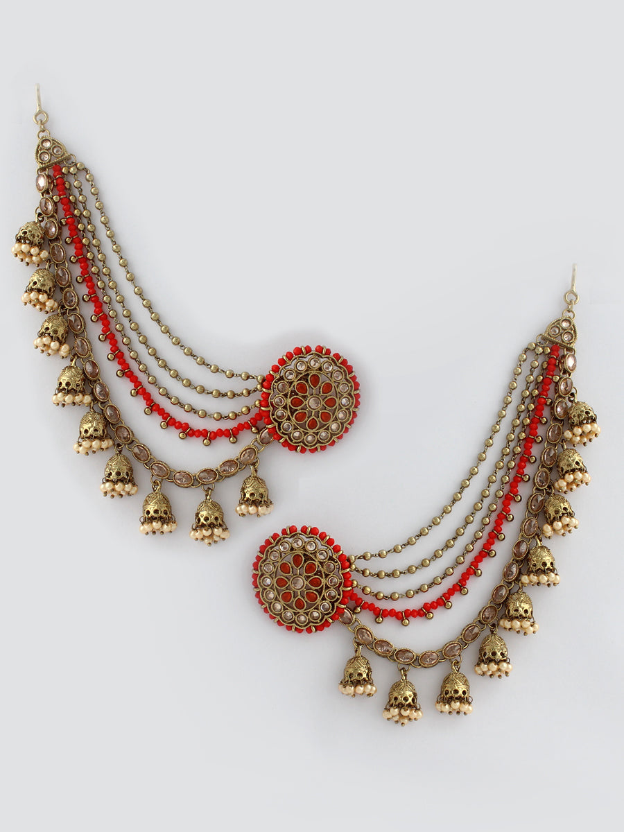 Mansi Stud Earrings With Ear Chain