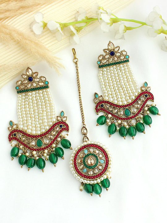 Amanaya Earrings & Tikka-Multicolor