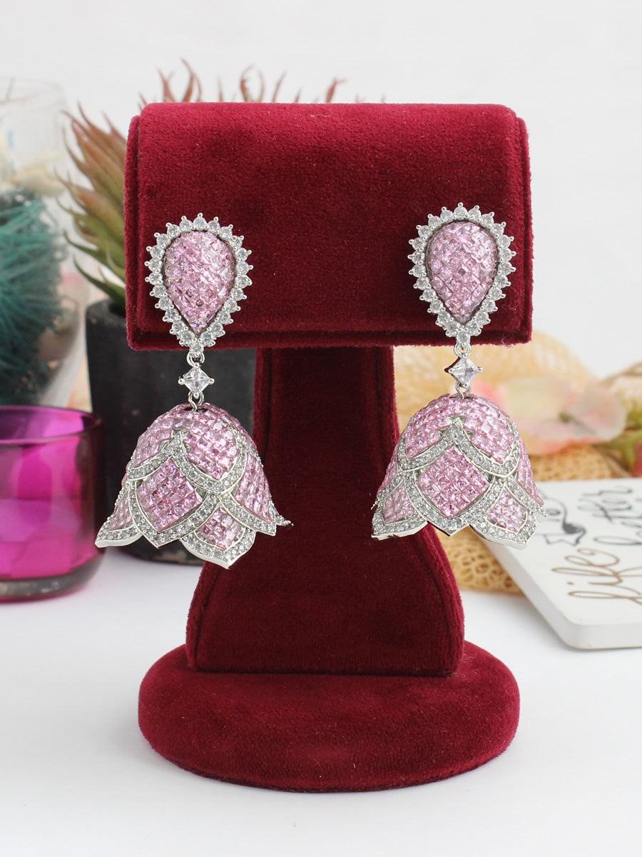 Spain Jhumka Earrings--Pink