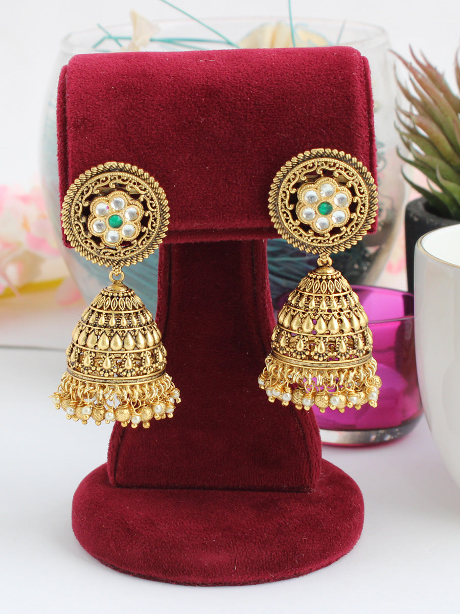 Samisha Jhumka Earrings-Green