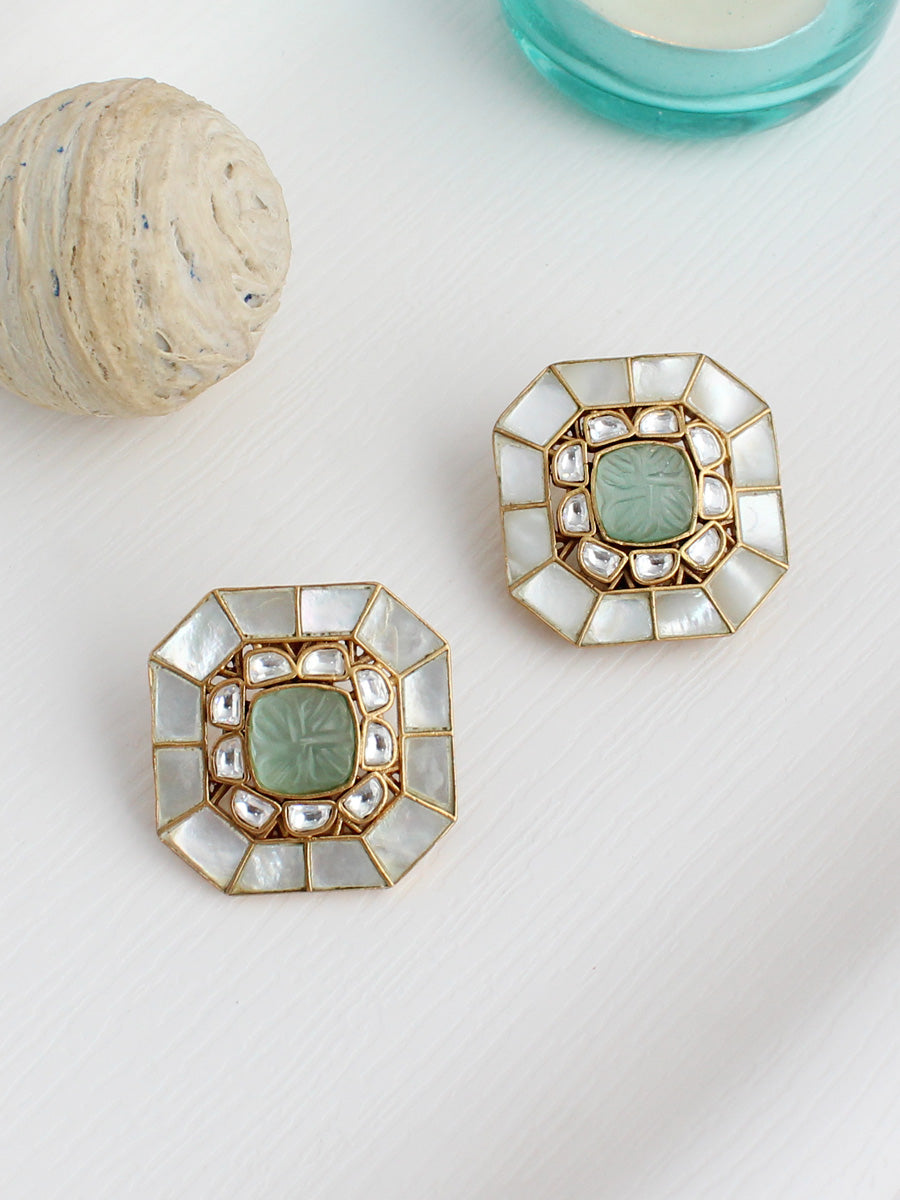 Niyati Stud Earrings-Mint Green