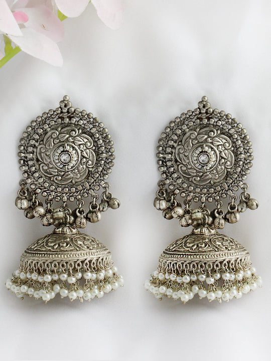 Hyderabad Jhumki Earrings  - Silver