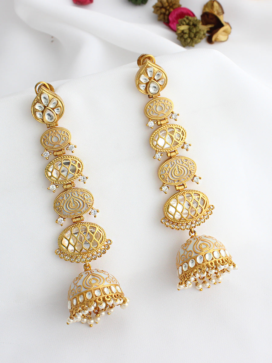 Sabhyta Jhumka Earrings  -Light Grey