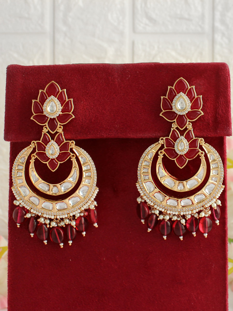 Ekta Chandbali Earrings-Maroon