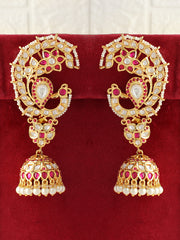 Sanskriti Kaanphool Earrings-Hot Pink