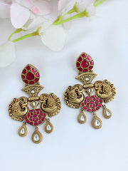 Navdha Earrings - Hot Pink