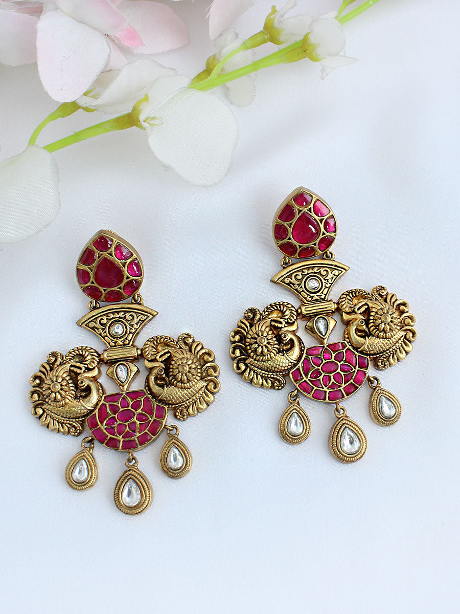 Navdha Earrings - Hot Pink