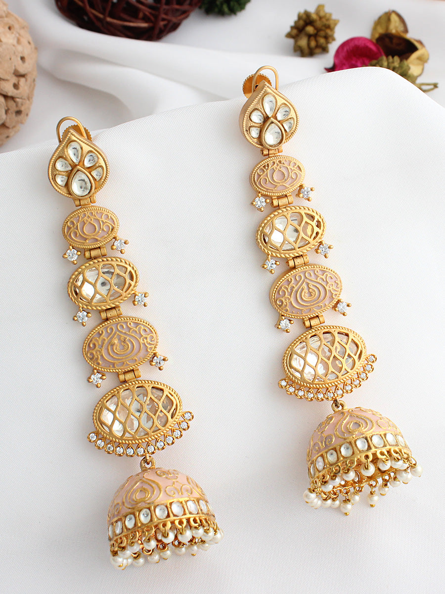 Sabhyta Jhumka Earrings - Pink