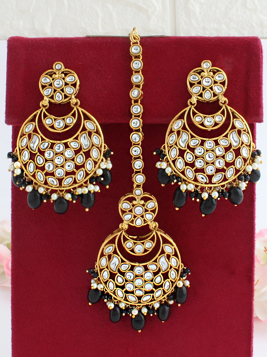 Snehal Earrings & Tikka-Black