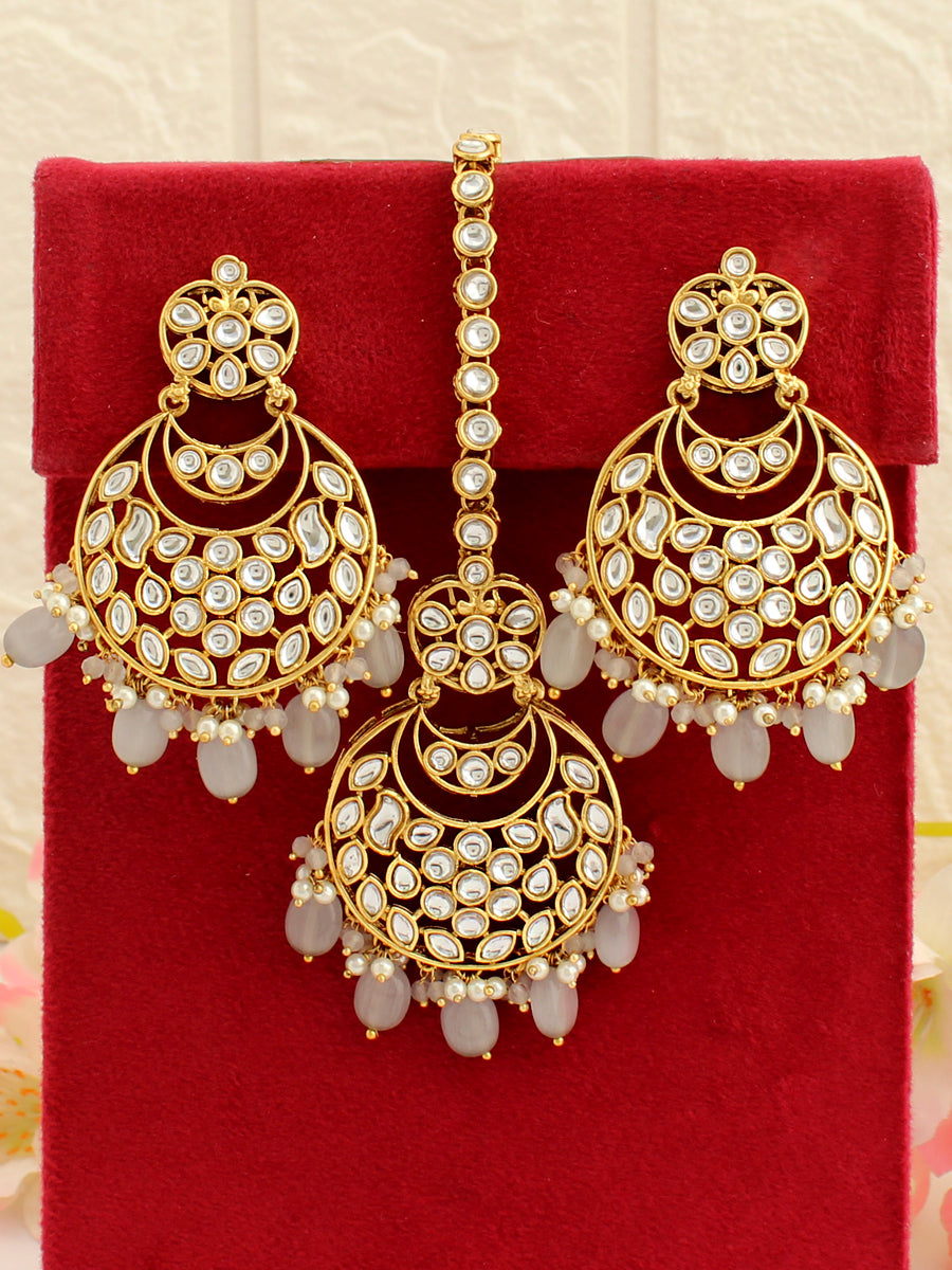 Snehal Earrings & Tikka-Grey