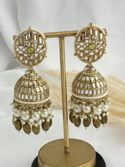 Chetna Jhumki Earrings-Mehndi Green