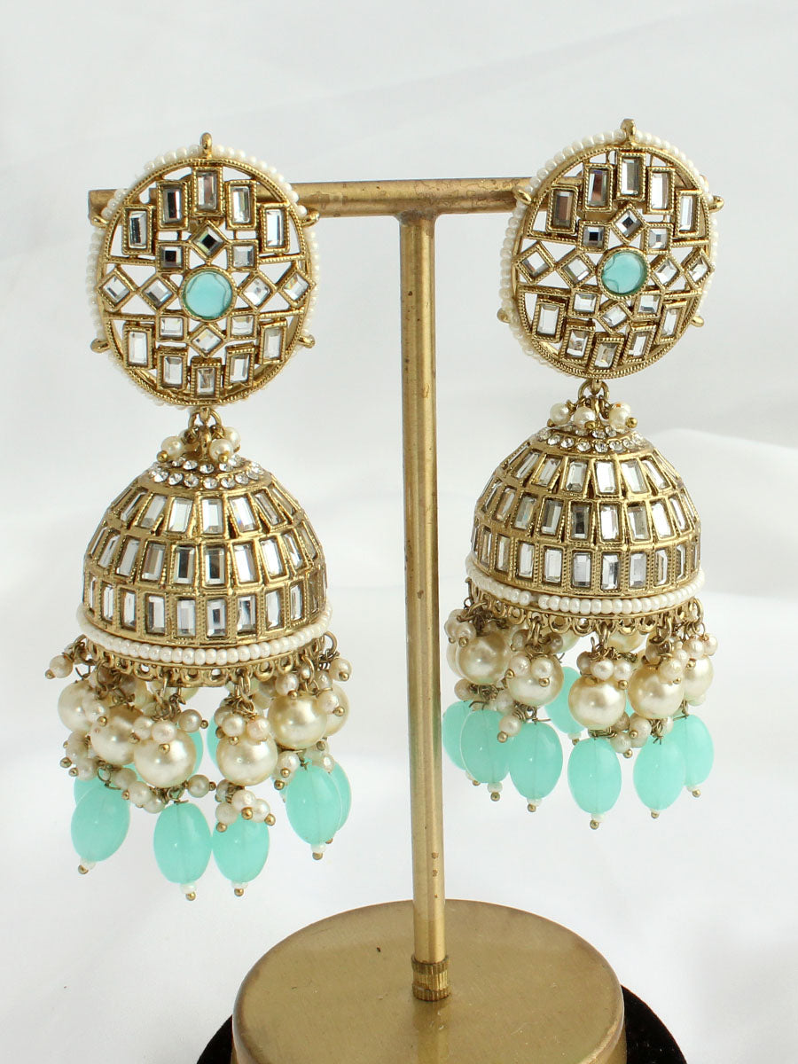 Chetna Jhumki Earrings-Aqua