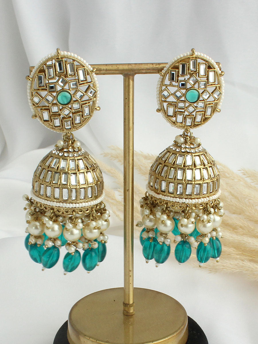 Chetna Jhumki Earrings-sea Green