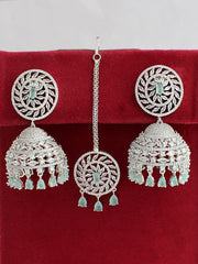 Nayra Earrings & Tikka Set-Mint Green