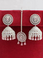 Nayra Earrings & Tikka Set-Pastel Pink 