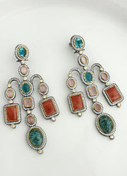 Oman Long Earrings-Multicolor