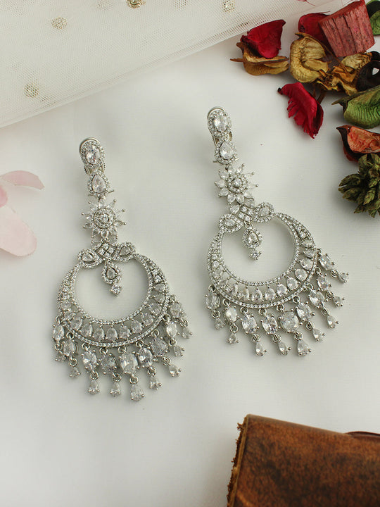 Toranto Long Earrings-Silver