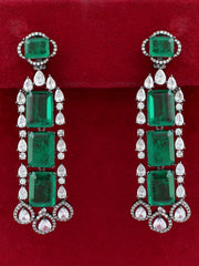 Sudan Long Earrings-Anitique Silver / Green