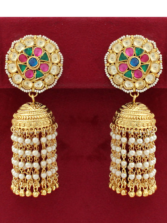 Bikaner Jhumka Earrings-Multicolor