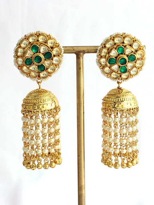 Bikaner Jhumka Earrings-Green