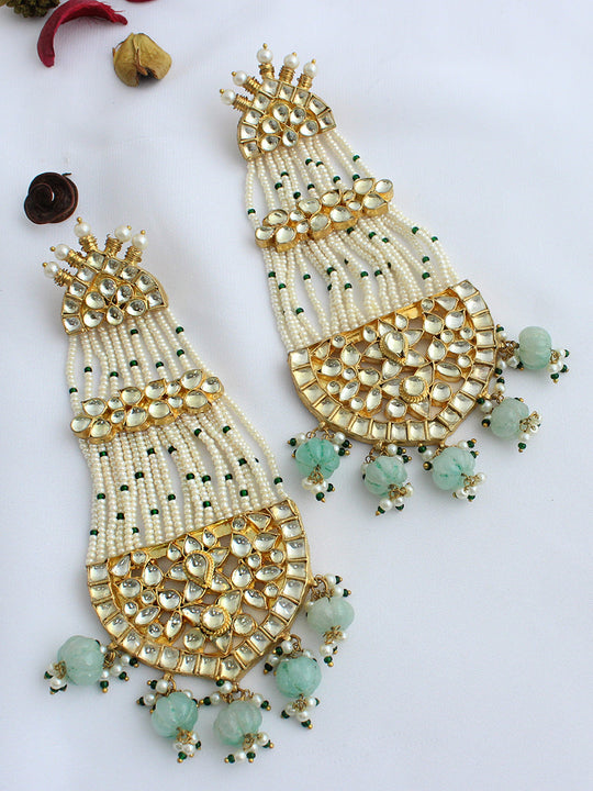 Pragya Jhoomer/ Passa Earrings-Mint Green
