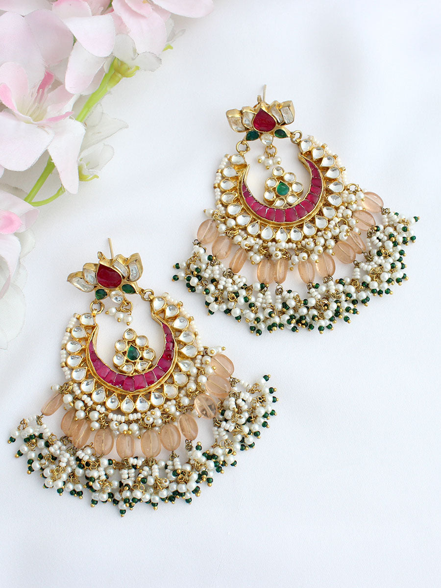 Kota Earrings - Green / Pink