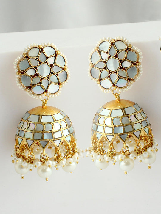 Vartika Jhumki Earrings-Ivory