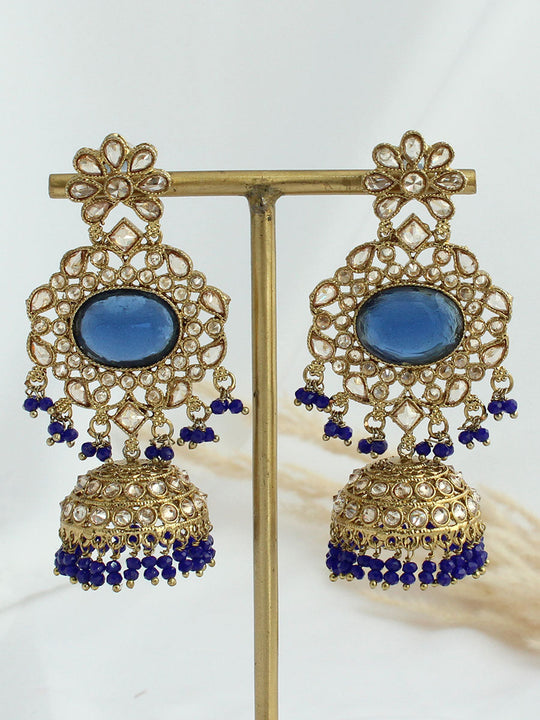 Jiya Jhumki Earrings - Blue