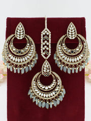 Somya Earrings & Tikka-Light Grey