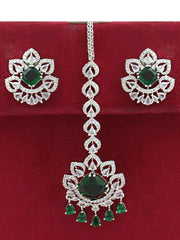 Richa Earrings & Tikka-Green