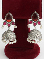 Navika Jhumki Earrings-Maroon