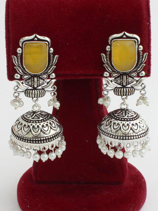 Antra Jhumki Earrings-Yellow