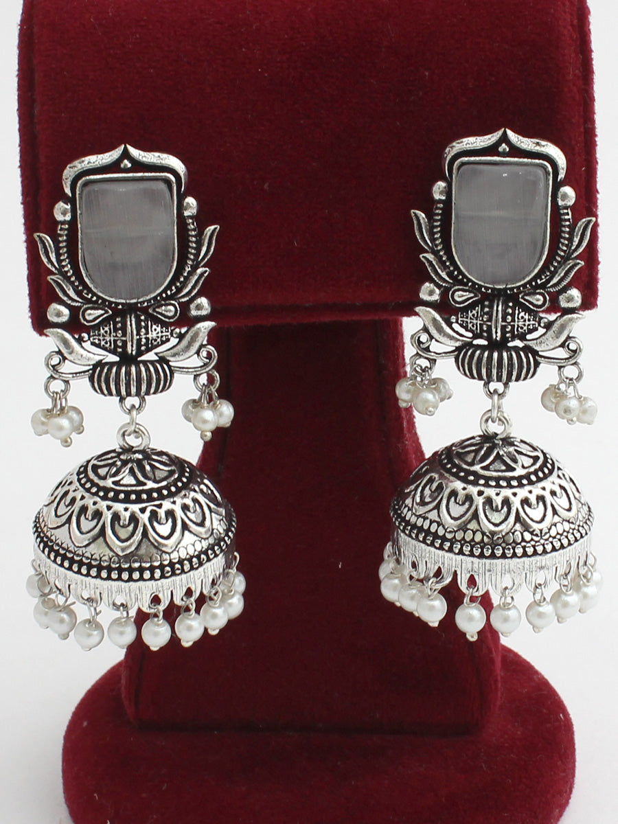 Antra Jhumki Earrings-Grey