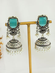 Antra Jhumki Earrings-Aqua