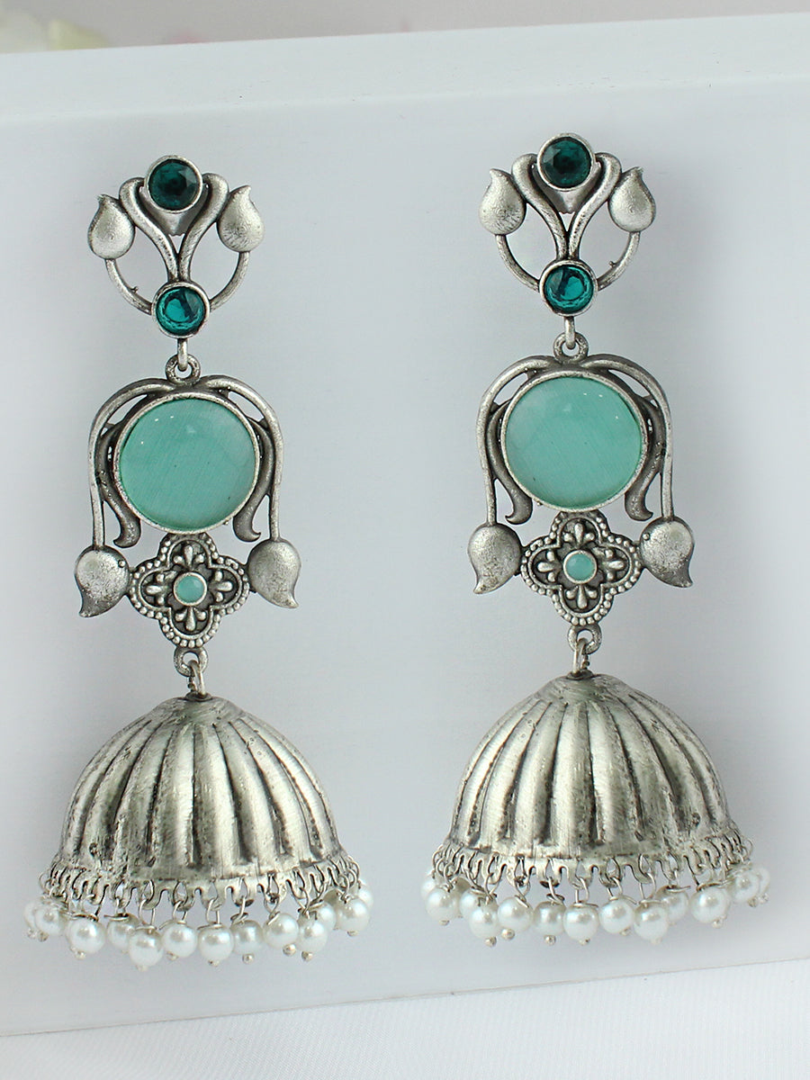 Simone Jhumki Earrings-Aqua