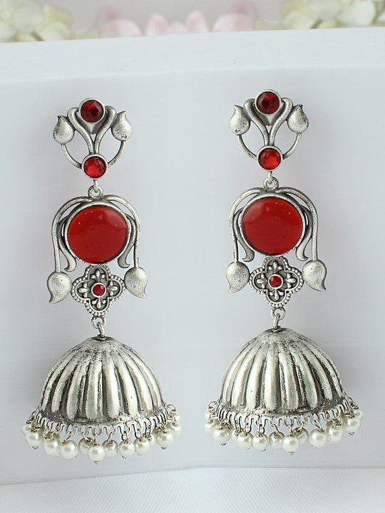 Simone Jhumki Earrings-maroon
