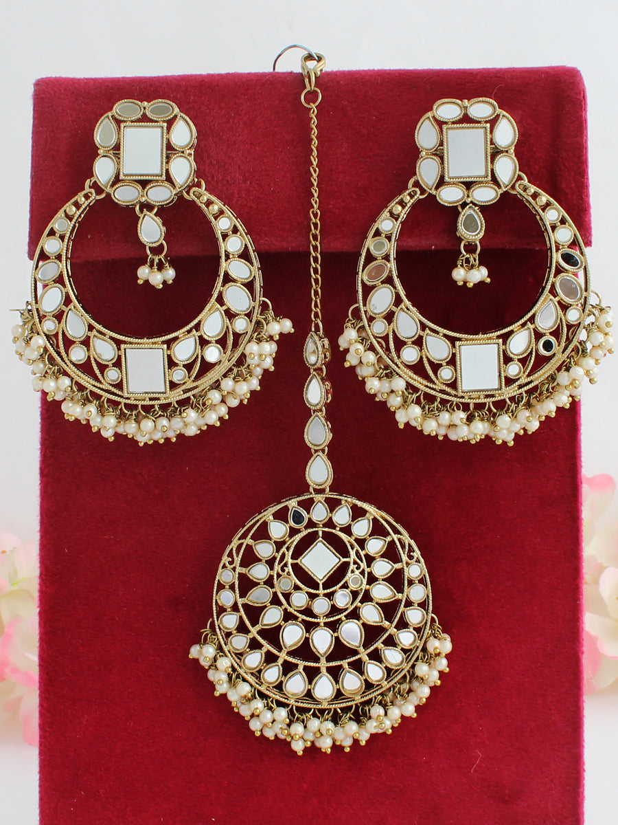 Amyra Mirror Earrings & Tikka