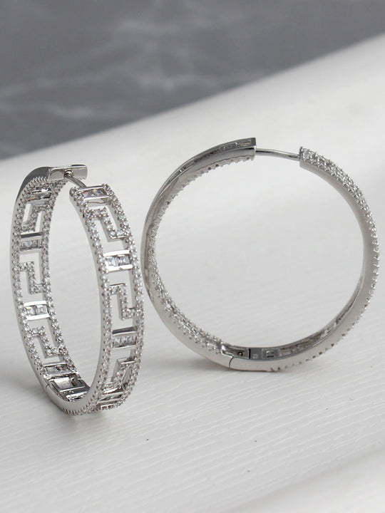 Ira Fine Hoop Earrings-Silver