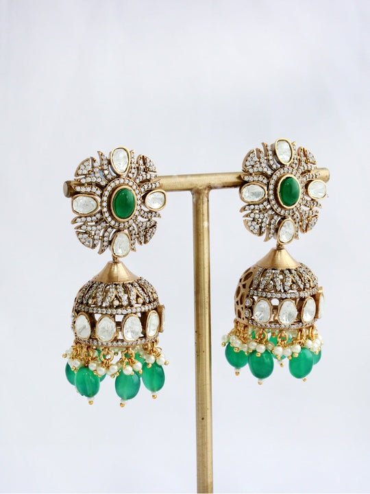 Ridhanshi Jhumki Earrings  - Green