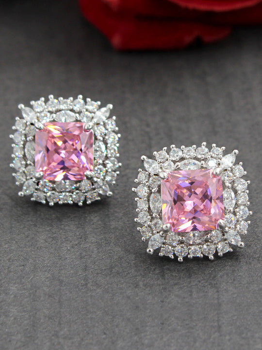 Sania Stud Earrings-Pink