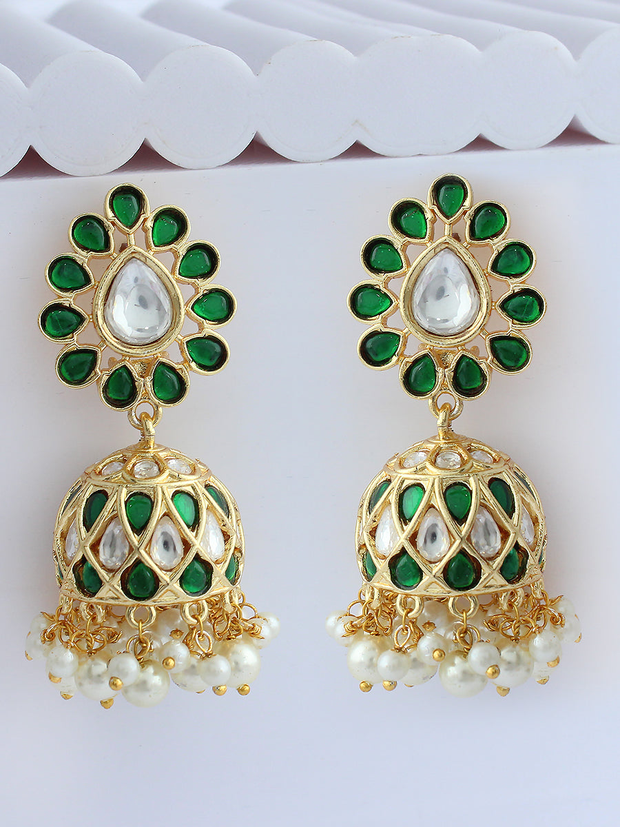 Tanishi Jhumki Earrings-Green