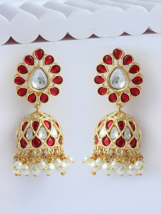 Sia Jhumki Earrings-Maroon