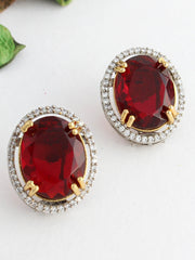 Kiansha Stud Earrings-maroon