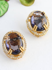 Kiansha Stud Earrings-Purple