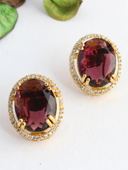 Kiansha Stud Earrings-Wine