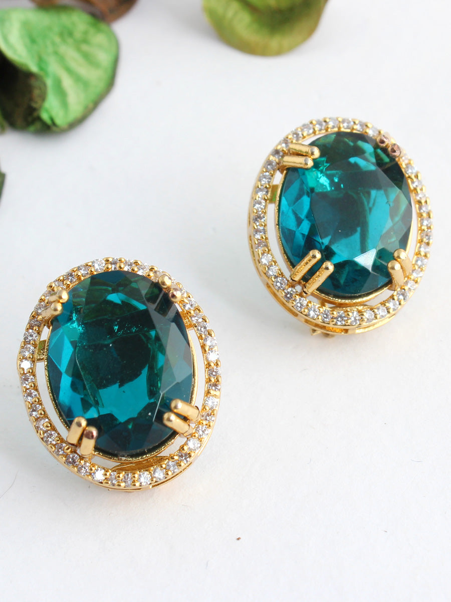 Kiansha Stud Earrings-Teal Blue