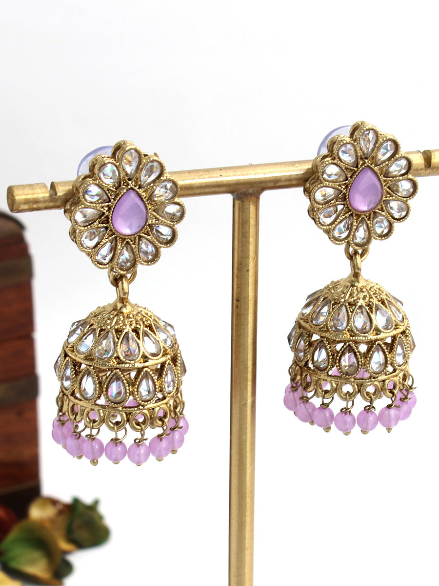 Asmee Jhumki Earrings-lavender