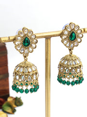 Asmee Jhumki Earrings-Green